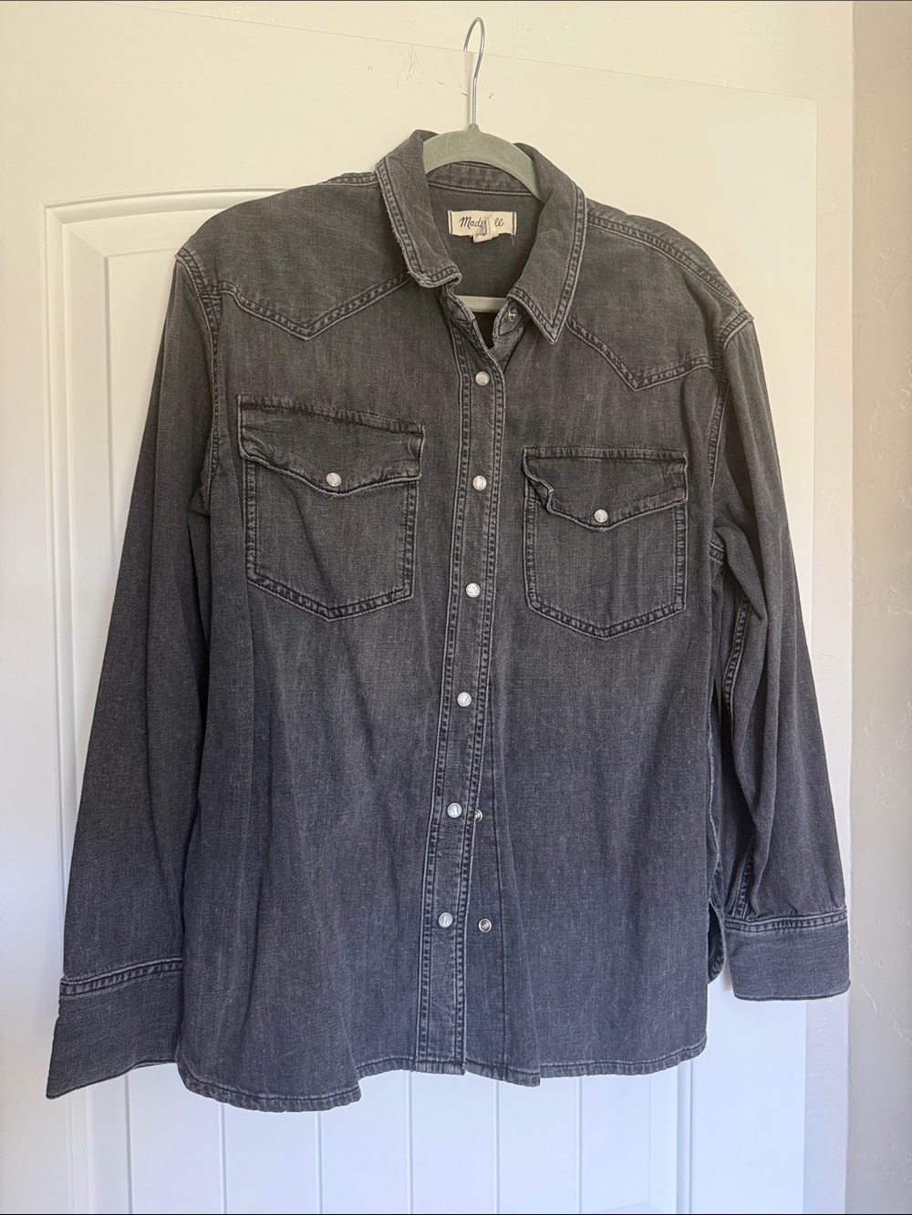 Madewell black Denim snap button up Shirt